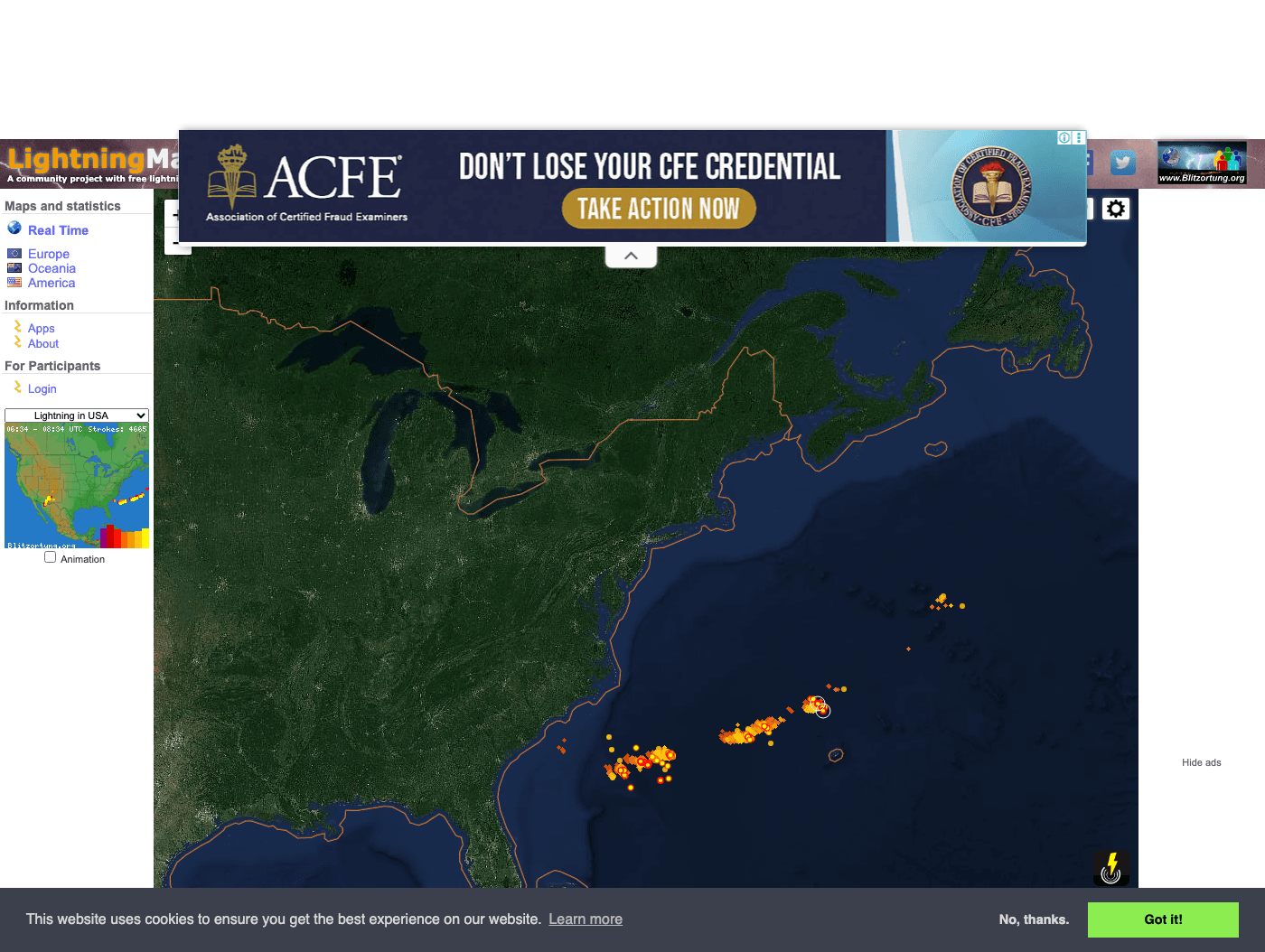 Lightning strike map