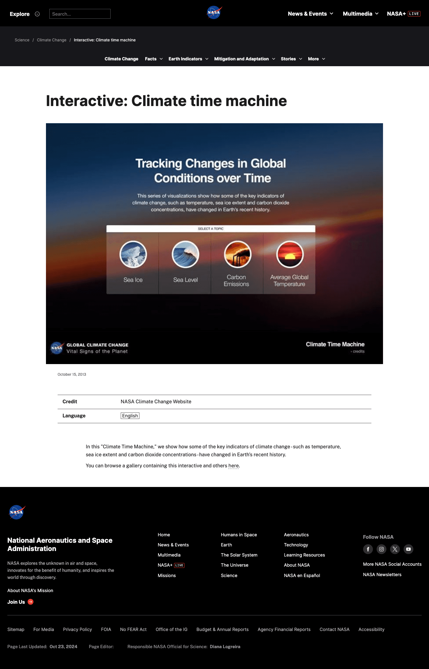 NASA Climate Time Machine