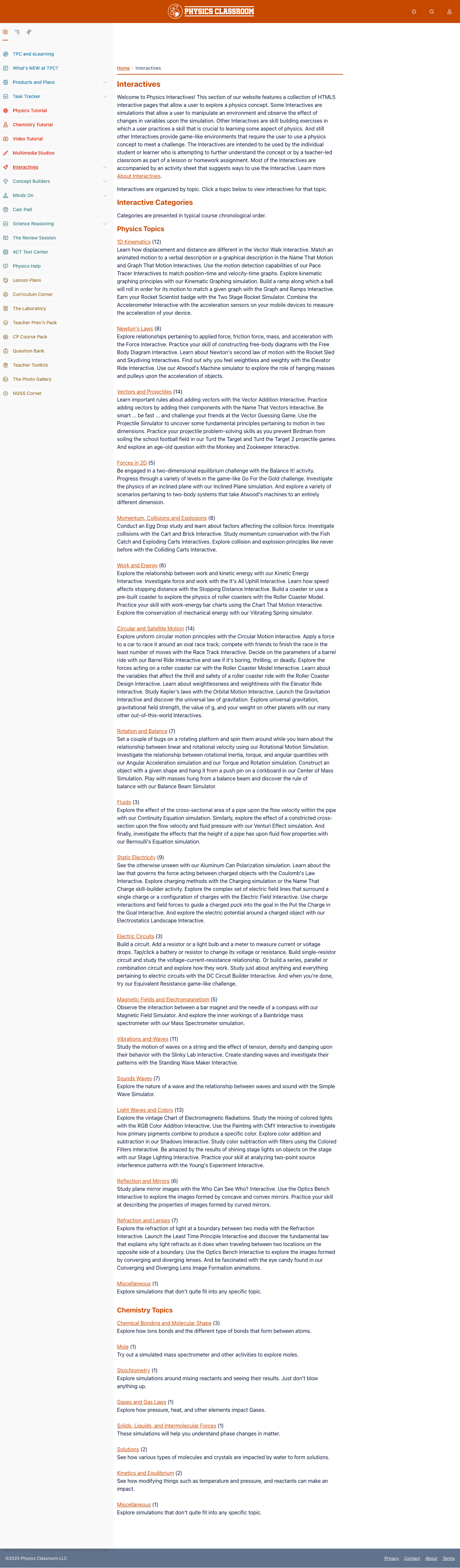 The Physics Classroom Interactives