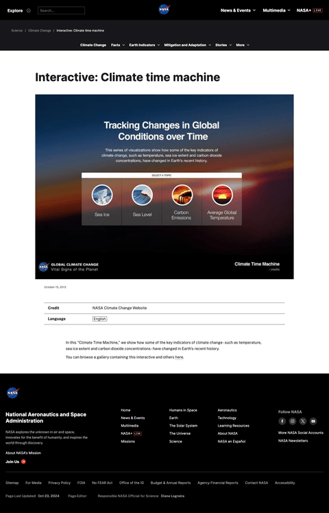 NASA Climate Time Machine interactive map | Jesus Iniesta