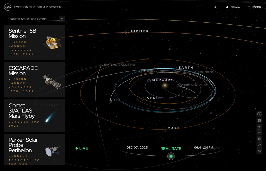 NASA Eyes on the Solar System interactive map | Jesus Iniesta