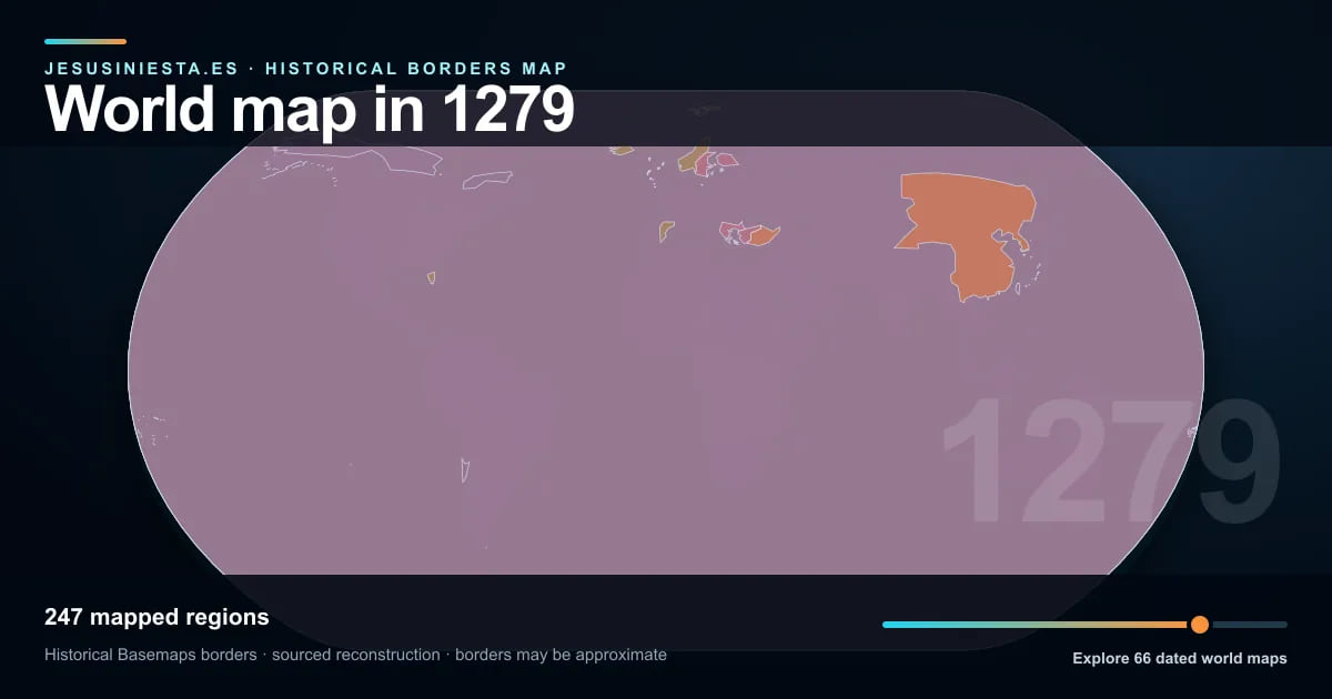 Reconstrucción del mapa histórico mundial con las regiones cartografiadas en 1279