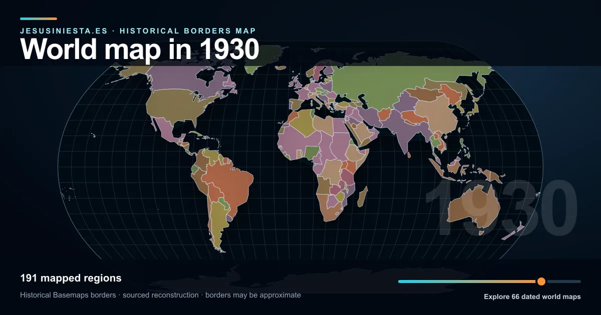 Reconstrucción del mapa histórico mundial con las regiones cartografiadas en 1930