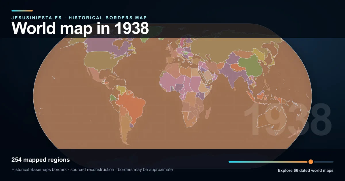 Reconstrucción del mapa histórico mundial con las regiones cartografiadas en 1938
