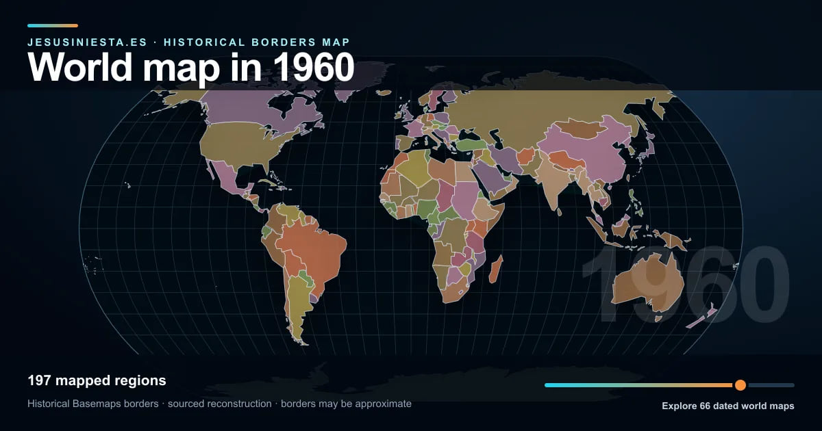 Reconstrucción del mapa histórico mundial con las regiones cartografiadas en 1960