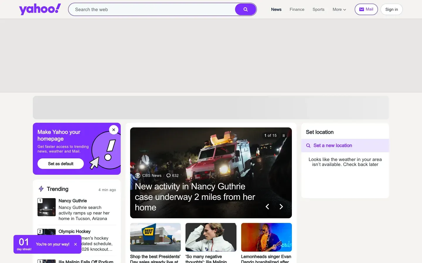 Yahoo desktop preview