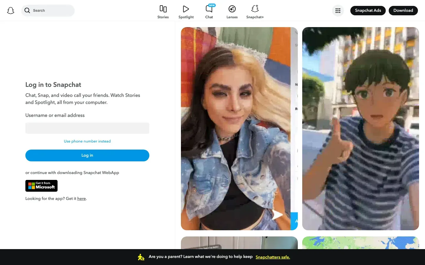 Snapchat desktop preview