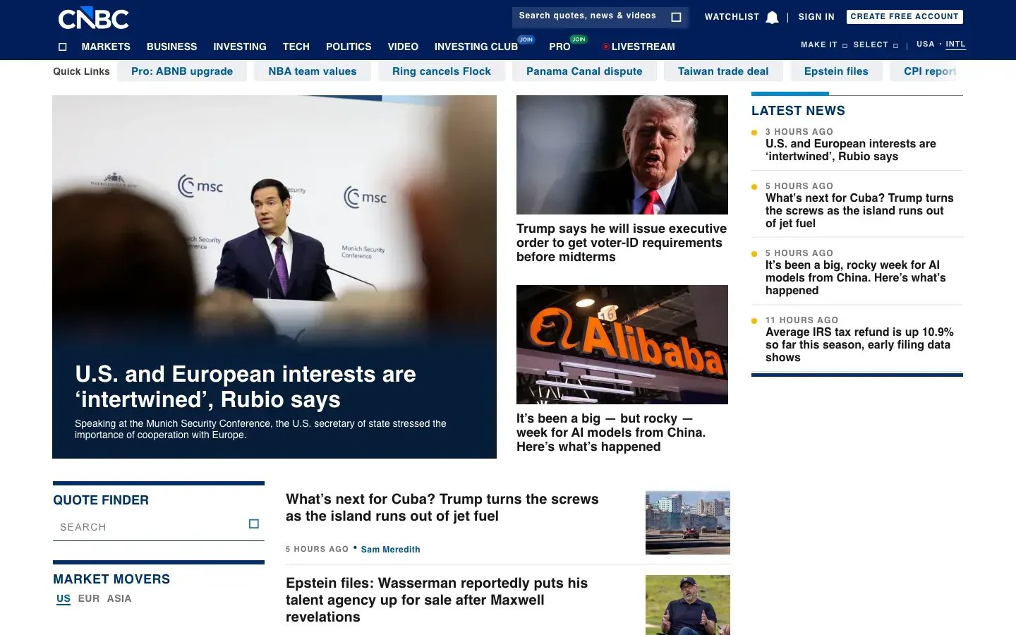 CNBC desktop preview