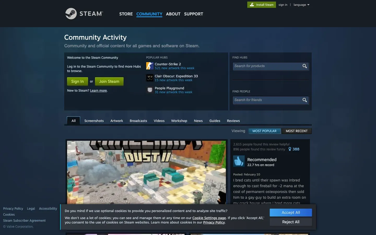 Steam Community desktop preview