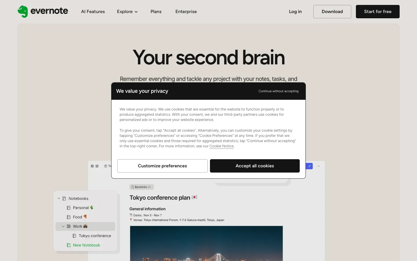 Evernote desktop preview