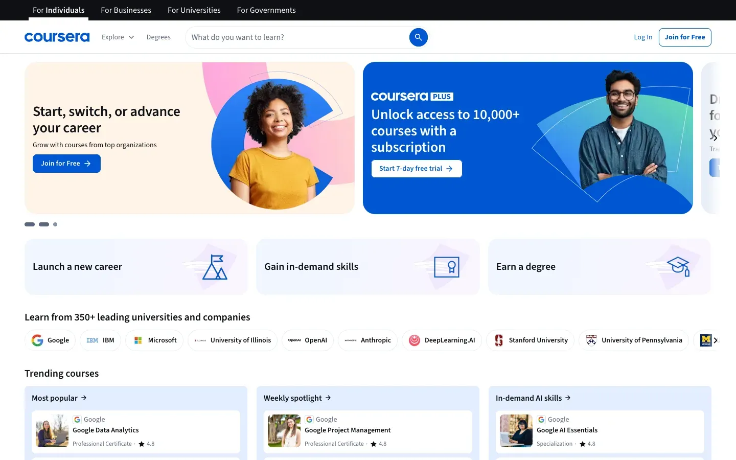 Coursera desktop preview