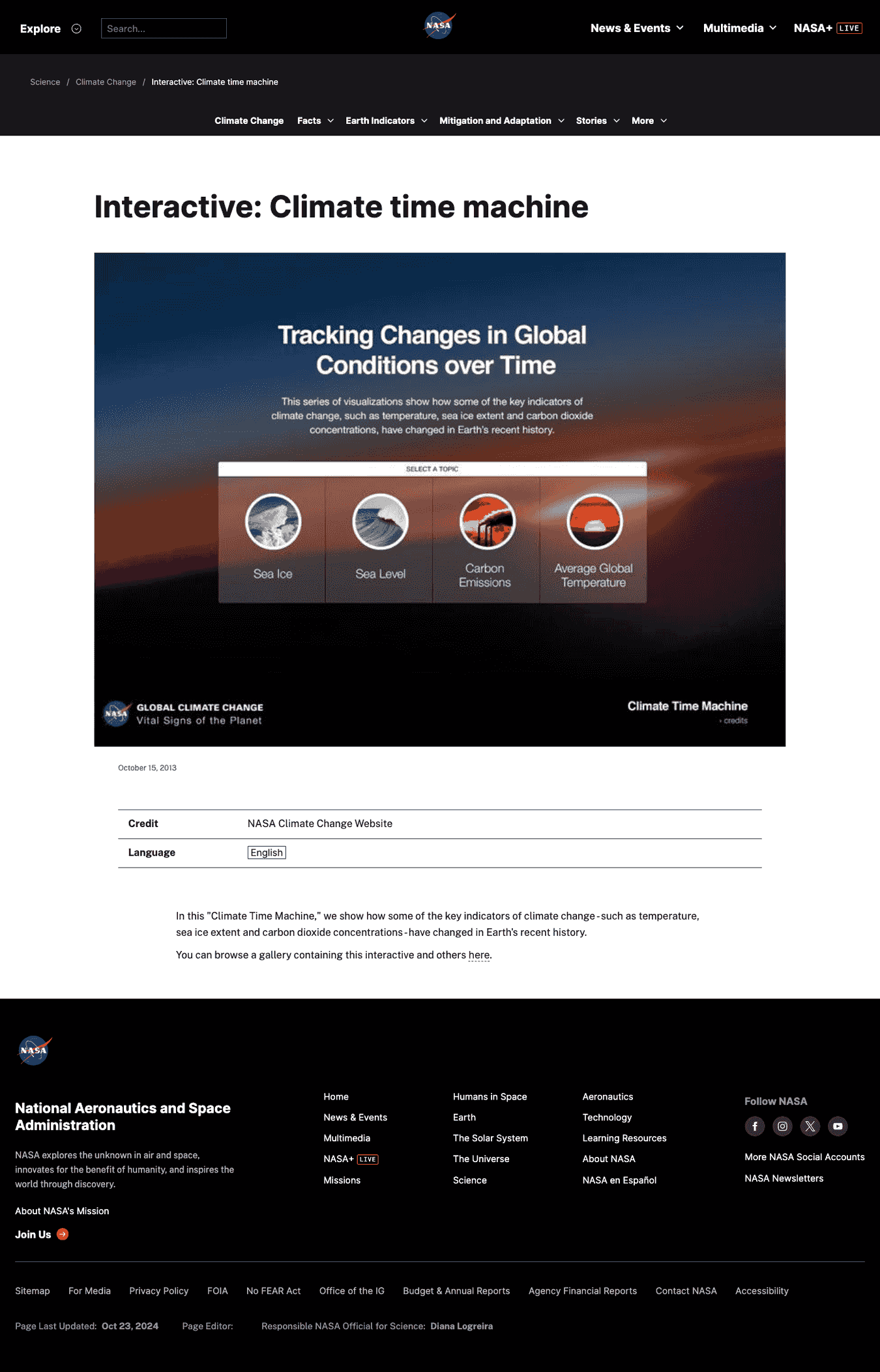 NASA Climate Time Machine