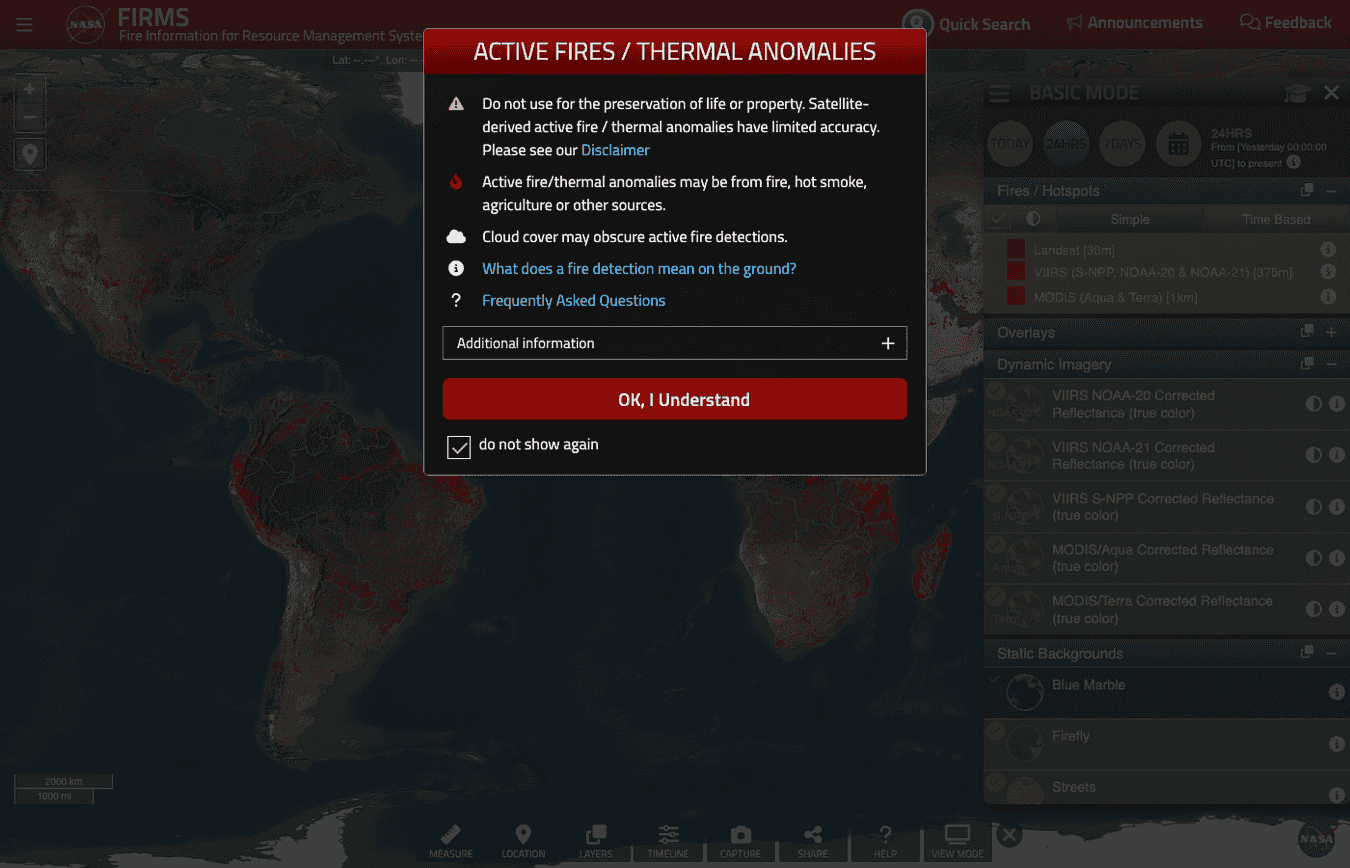 NASA FIRMS Fire Map